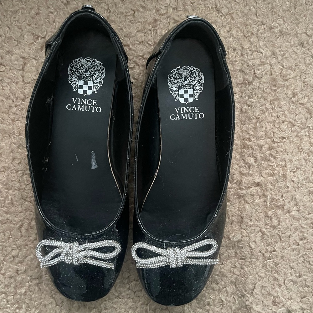 Vince Camuto Black Flats with Silver Accent